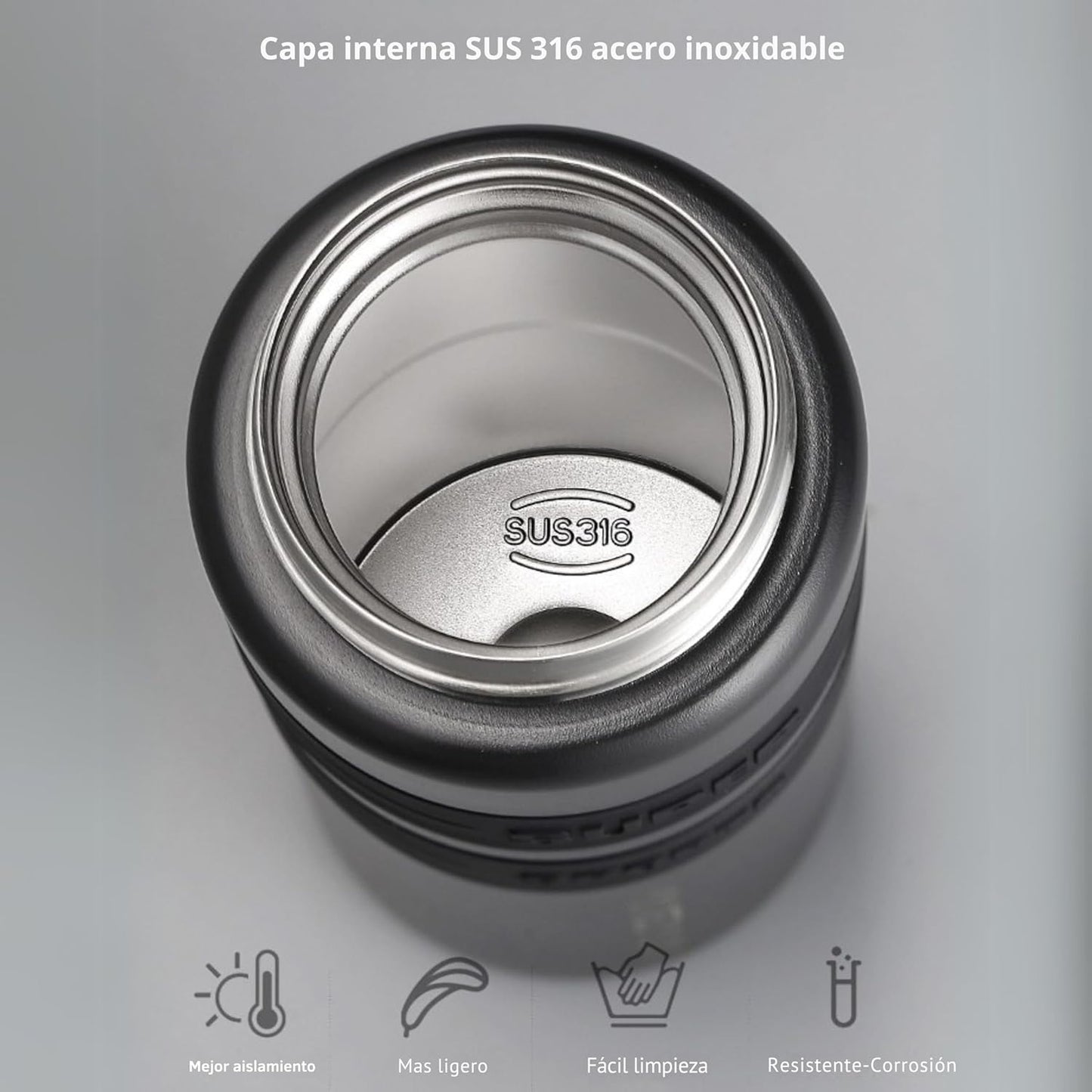 Botella Térmica Acero Inoxidable 800ml Termo Deportivo con Doble Aislamiento, Mantiene Bebidas Calientes 12h y Frías 24h Antifugas Ideal para Gimnasio Oficina y Viajes (Negro, 800 ml)