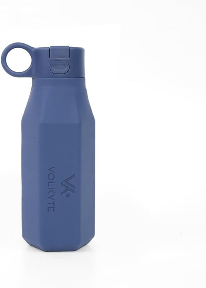 Botella de Agua de Silicona para Niños 350 ml Antifugas con Pajita Ocultable y Botón de Apertura Fácil Silicona Alimentaria sin BPA Apta Lavavajillas Uso Escolar y Deportivo +36 Meses