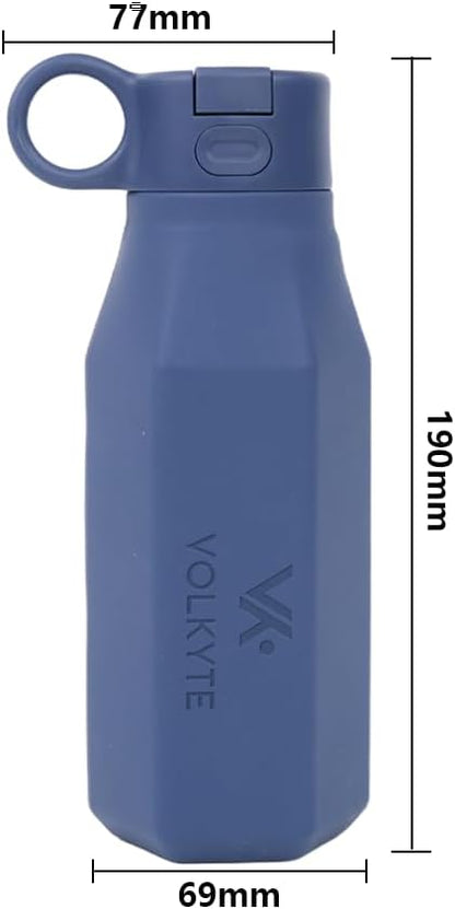 Botella de Agua de Silicona para Niños 350 ml Antifugas con Pajita Ocultable y Botón de Apertura Fácil Silicona Alimentaria sin BPA Apta Lavavajillas Uso Escolar y Deportivo +36 Meses