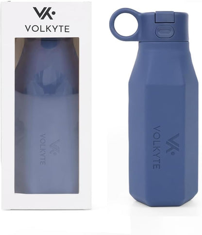 Botella de Agua de Silicona para Niños 350 ml Antifugas con Pajita Ocultable y Botón de Apertura Fácil Silicona Alimentaria sin BPA Apta Lavavajillas Uso Escolar y Deportivo +36 Meses