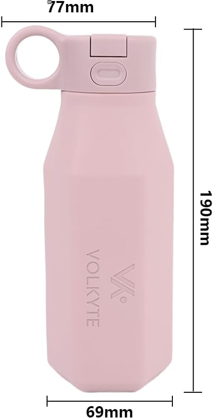 Botella de Agua de Silicona para Niños 350 ml Antifugas con Pajita Ocultable y Botón de Apertura Silicona Alimentaria sin BPA Apta Lavavajillas Uso Escolar y Deportivo – +36 Meses Color Malva pálido