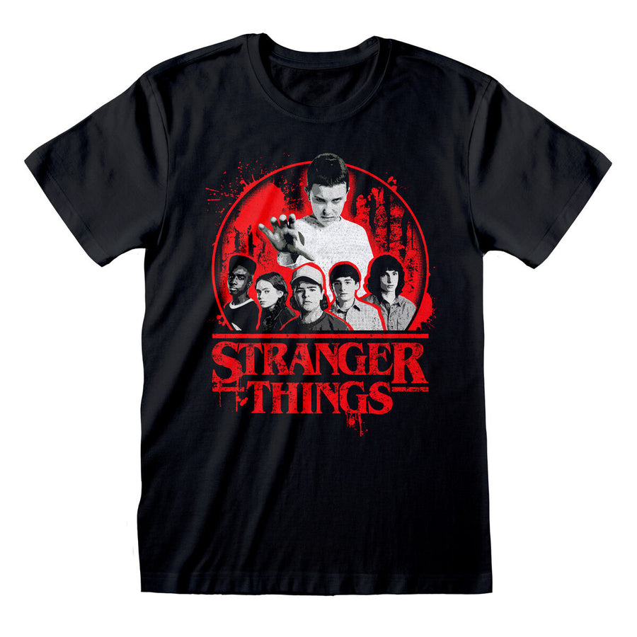 T-shirt a maniche corte con logo circolare di Stranger Things nera unisex
