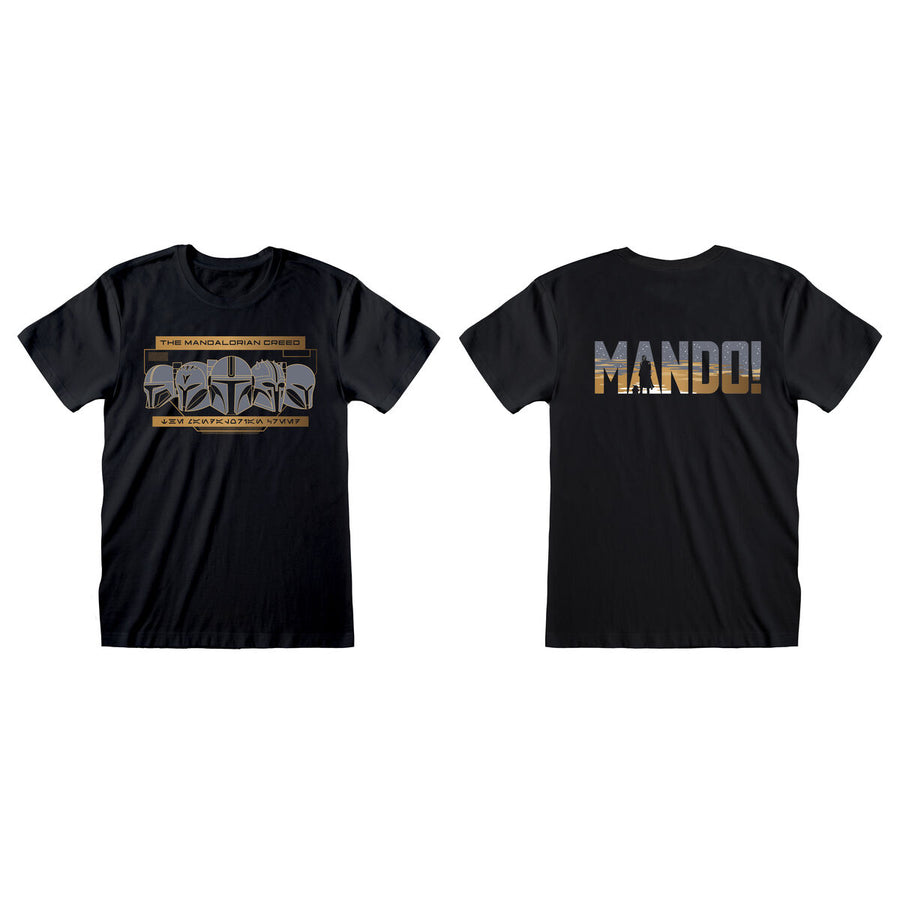 T-shirt a maniche corte The Mandalorian Row of Cascos nera unisex