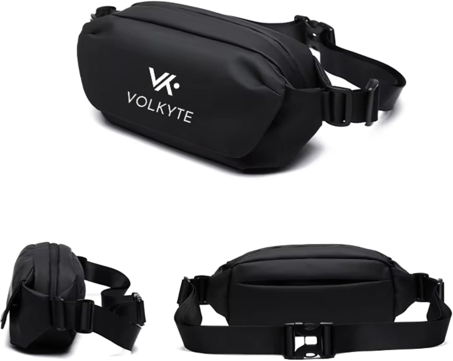 VOLKYTE Bolso de Pecho 2L Ligero e Impermeable Bandolera Unisex con Múltiples Bolsillos para Viaje Moto Ciclismo y Uso Diario Sling Bag Negro (NEGRO) (NEGRO)