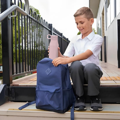 Botella de Agua de Silicona para Niños 350 ml Antifugas con Pajita Ocultable y Botón de Apertura Silicona Alimentaria sin BPA Apta Lavavajillas Uso Escolar y Deportivo – +36 Meses Color Malva pálido