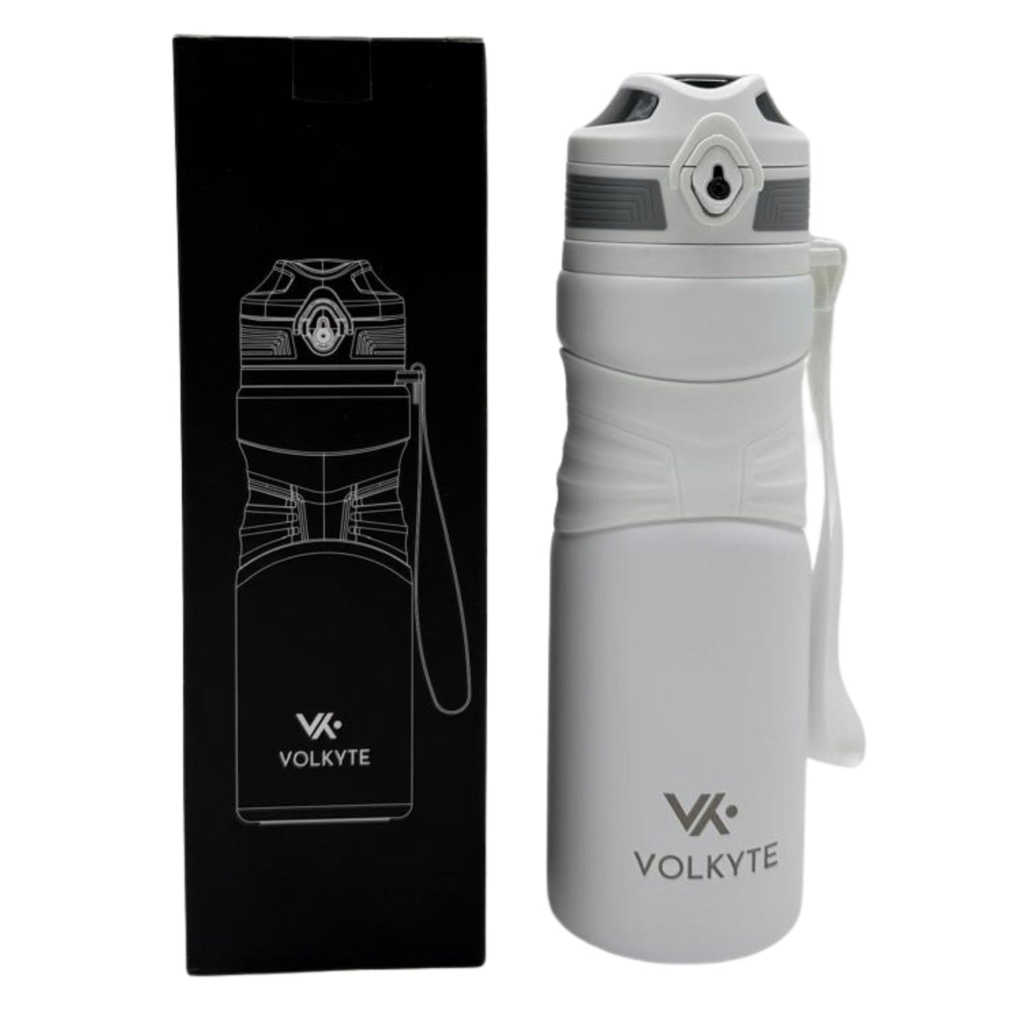 Botella Térmica Acero Inoxidable 316 de 600 ml Doble Pared, Antifugas, Mantiene Caliente 12h / Frío 24h Con Cierre de Seguridad y Correa (Negro)