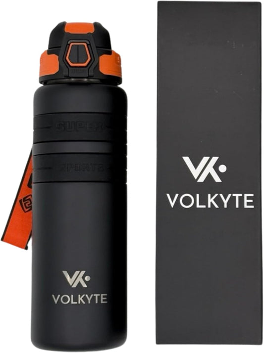 Botella Térmica Acero Inoxidable 800ml Termo Deportivo con Doble Aislamiento, Mantiene Bebidas Calientes 12h y Frías 24h Antifugas Ideal para Gimnasio Oficina y Viajes (Negro, 800 ml)