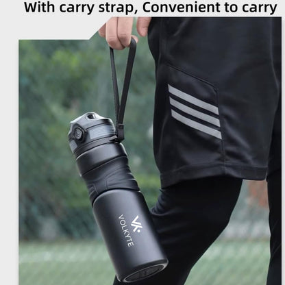 Botella Térmica Acero Inoxidable 316 de 600 ml Doble Pared, Antifugas, Mantiene Caliente 12h / Frío 24h Con Cierre de Seguridad y Correa (Negro)