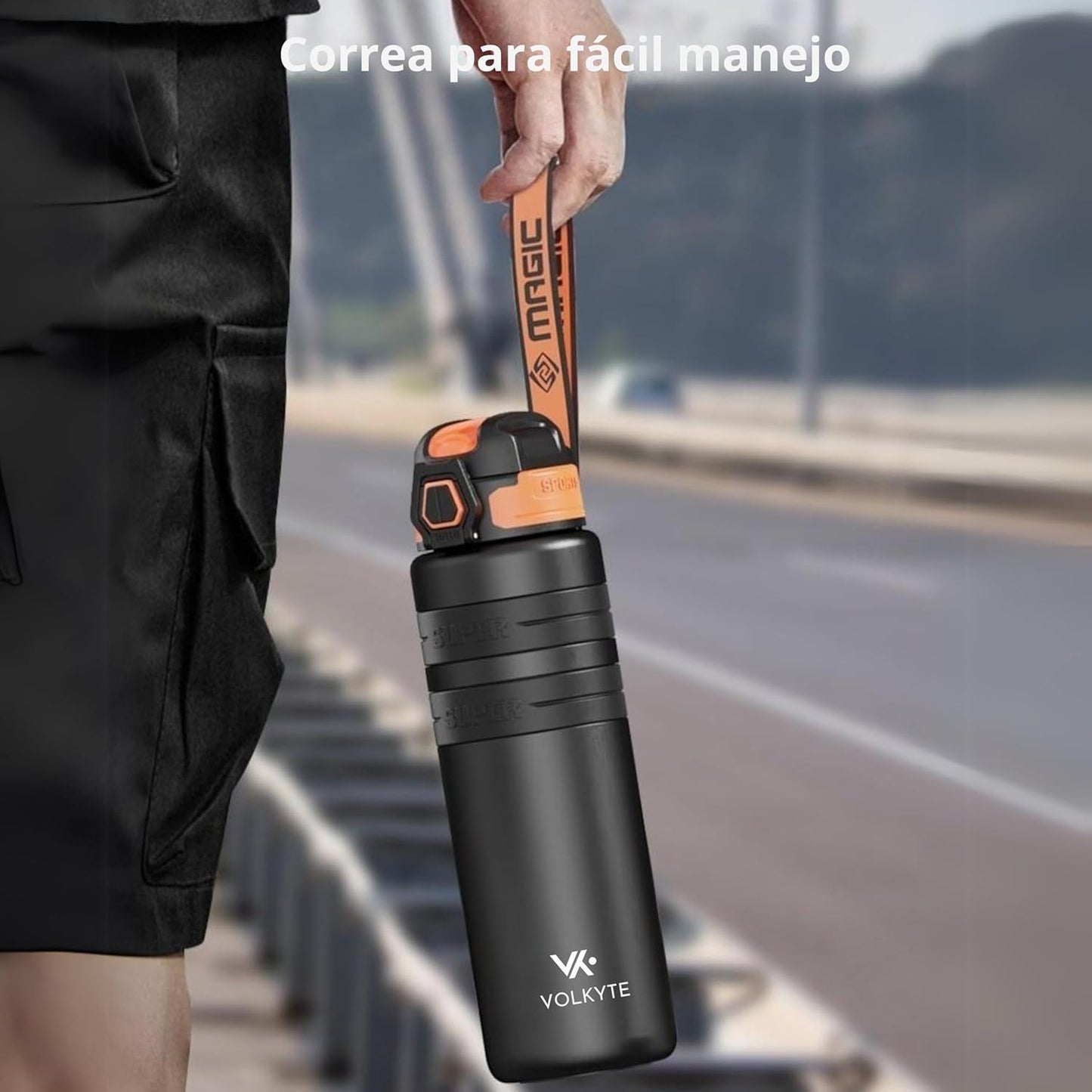 Botella Térmica Acero Inoxidable 800ml Termo Deportivo con Doble Aislamiento, Mantiene Bebidas Calientes 12h y Frías 24h Antifugas Ideal para Gimnasio Oficina y Viajes (Negro, 800 ml)