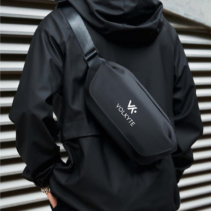 VOLKYTE Bolso de Pecho 2L Ligero e Impermeable Bandolera Unisex con Múltiples Bolsillos para Viaje Moto Ciclismo y Uso Diario Sling Bag Negro (NEGRO) (NEGRO)