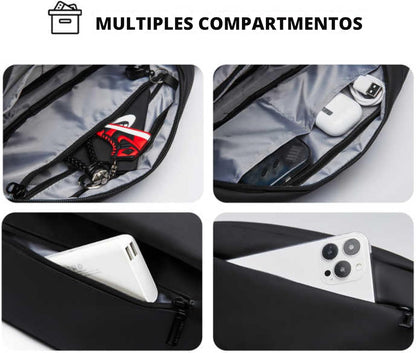 VOLKYTE Bolso de Pecho 2L Ligero e Impermeable Bandolera Unisex con Múltiples Bolsillos para Viaje Moto Ciclismo y Uso Diario Sling Bag Negro (NEGRO) (NEGRO)