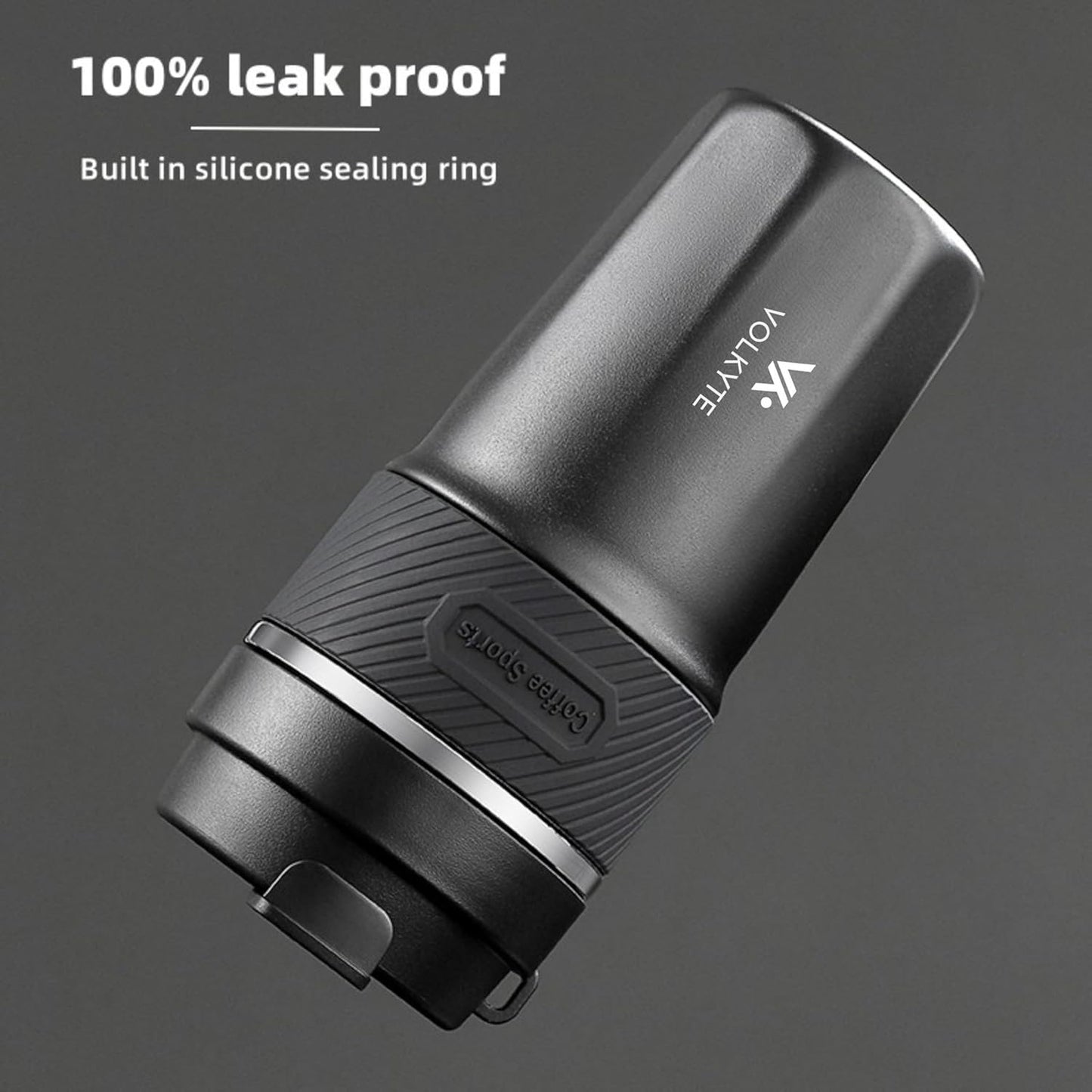 Thermal Tumbler 316 Stainless Steel with Ceramic Coating Interior 500ml Keeps Hot Drinks 12h Cold 24h No Leaks with Lid, Straw and Strap Premium Style (Black)