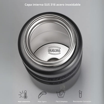 Botella Térmica Acero Inoxidable 800ml Termo Deportivo con Doble Aislamiento, Mantiene Bebidas Calientes 12h y Frías 24h Antifugas Ideal para Gimnasio Oficina y Viajes (Negro, 800 ml)