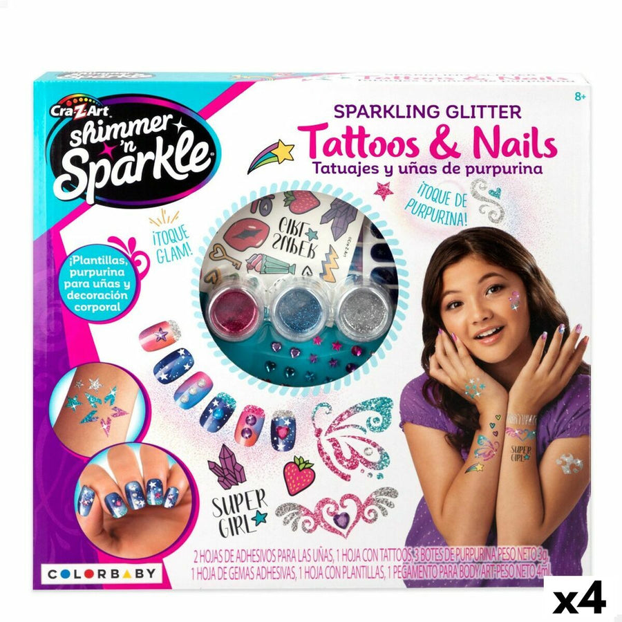 Set de Belleza Cra-Z-Art 1 x 8,5 x 1 cm Infantil Tatuajes Uñas 4 Unidades